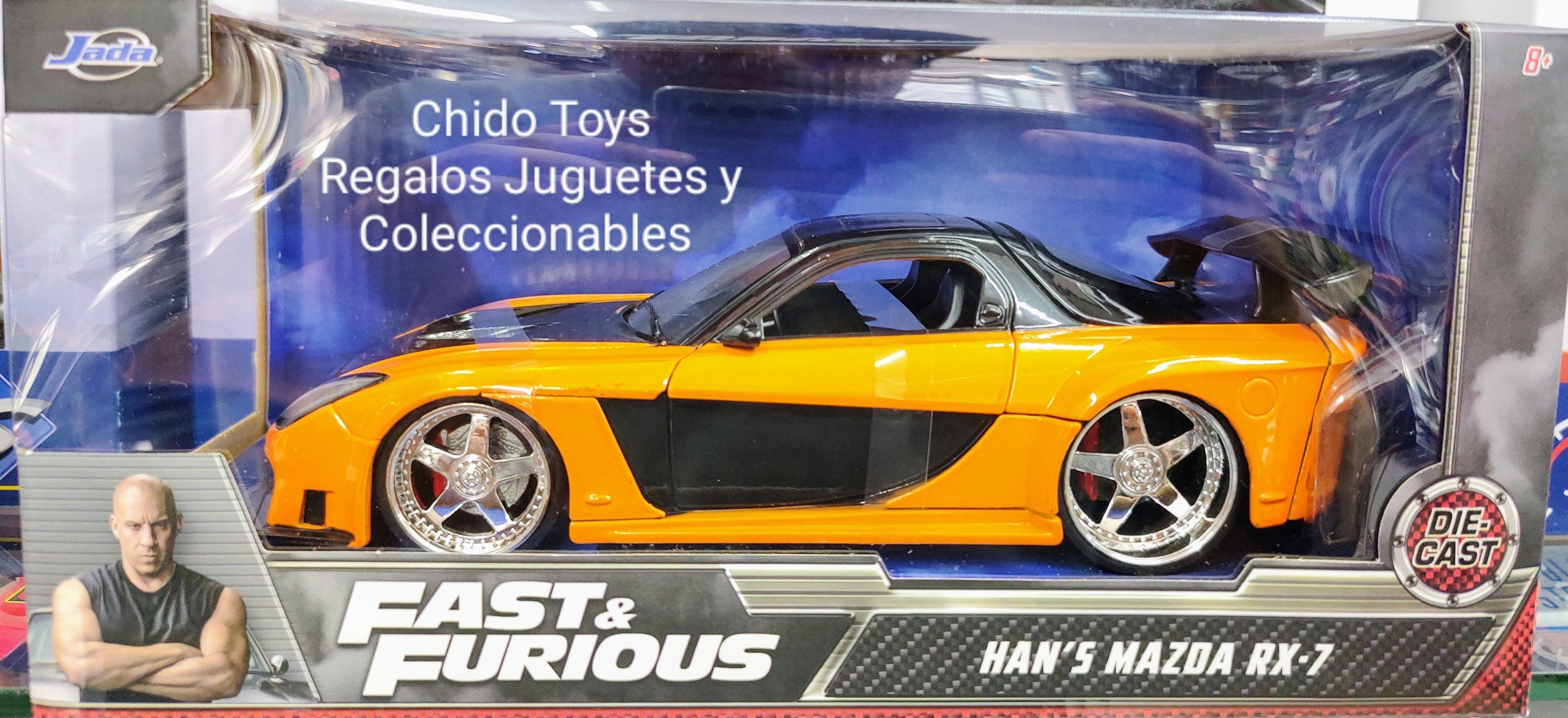 Jada Mazda RX - 7 Fast & Furious 1:24 naranja con alerón - Chido Toys