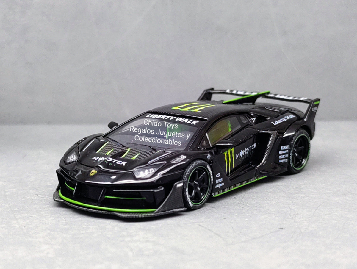 Lamborghini Aventador Liberty Walk 1:64 negro edición limitada 399 piezas - Chido Toys