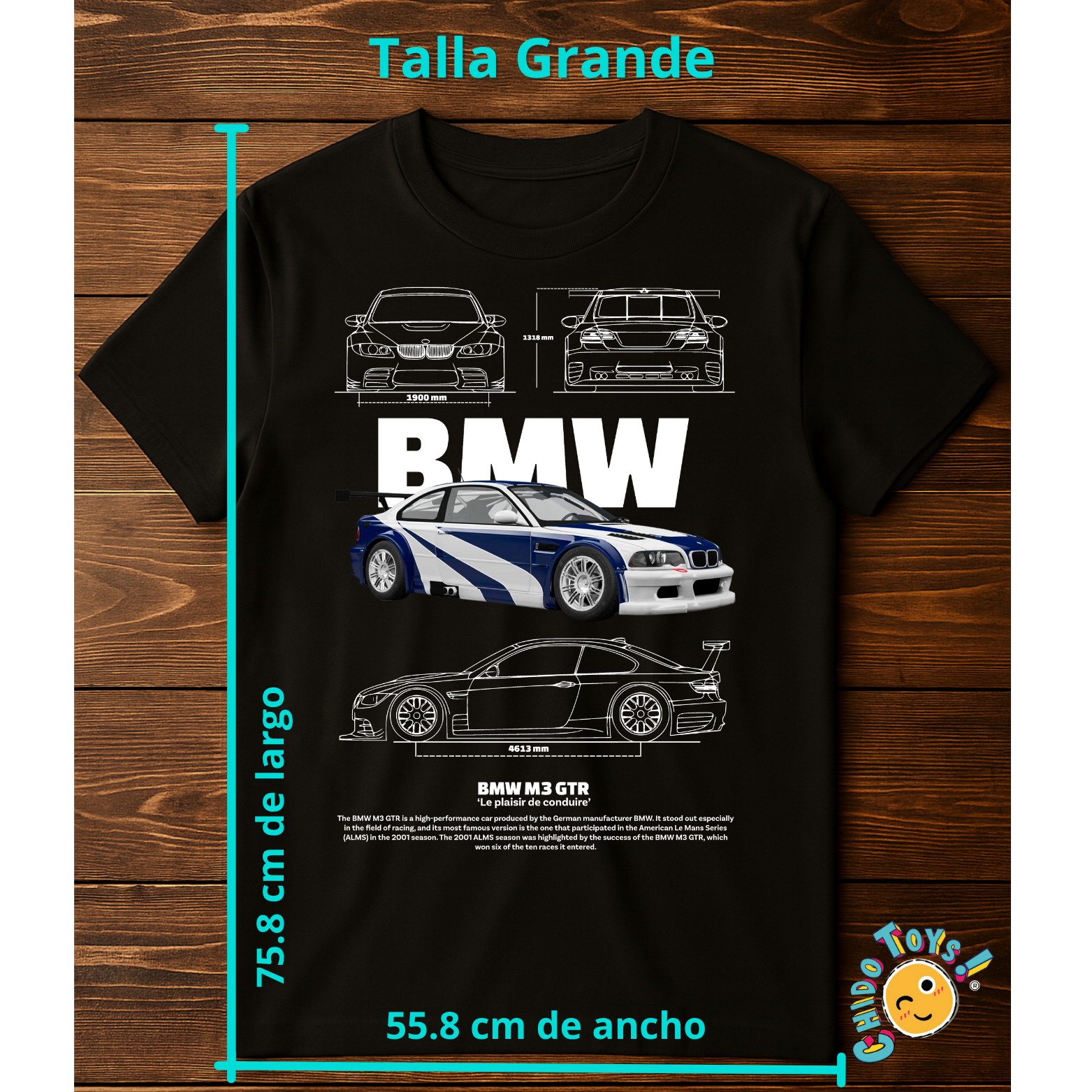 Playera BMW M3 GTR – E46 Motorsport Edition – Diseño técnico estilo blueprint