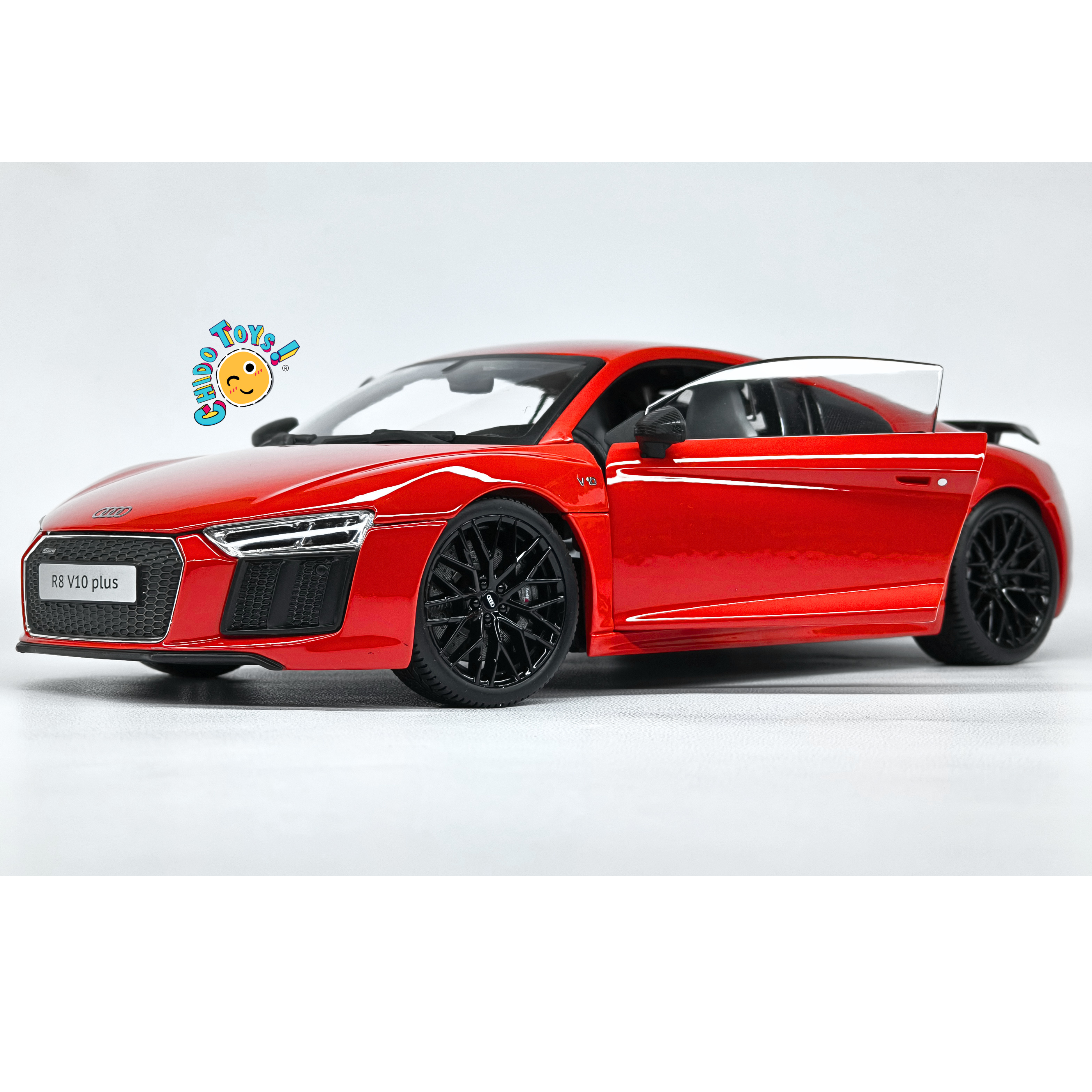 Maisto Exclusive Audi R8 V10 Plus 1:18 blanco con dirección y suspensión