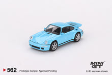 Cargar imagen en el visor de la galería, Auto a escala marca Mini GT, Modelo RUF CTR Anniversary Bayrisch Himmelblau
