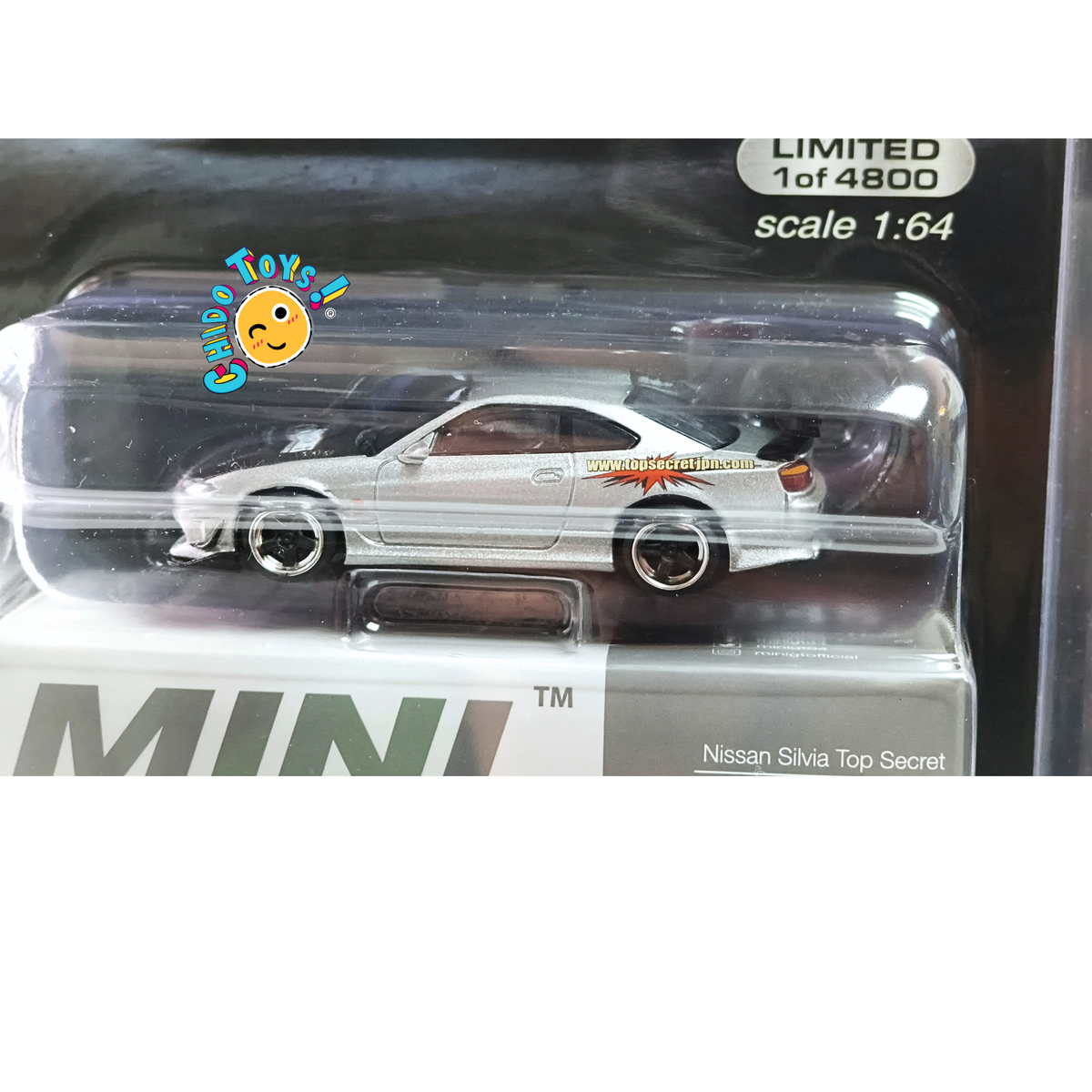 Mini GT Nissan Silvia S15 Top Secret 1:64 Plata – Edición Limitada 4,800 Piezas