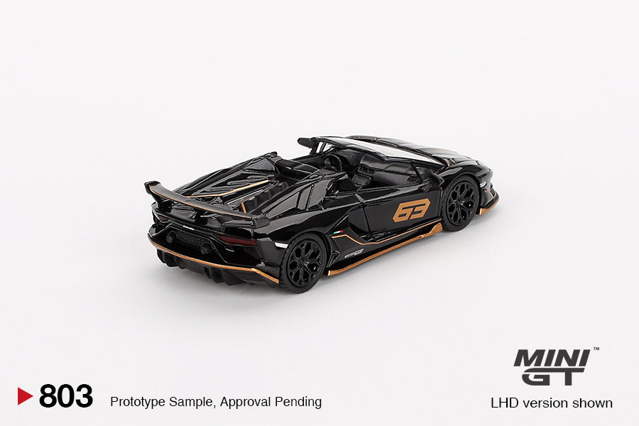 Mini GT Lamborghini Aventador SVJ 63 Roadster 1:64 Nero Aldebaran