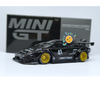 Mini GT Lamborghini Countach LB-WORKS 1:64 negro con carrocería metálica, rines dorados, alerón trasero y llantas de goma