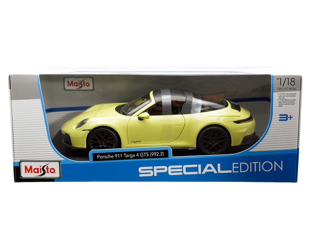 Maisto Porsche 911 Targa 4 GTS 992.2 1:18 amarillo con apertura total
