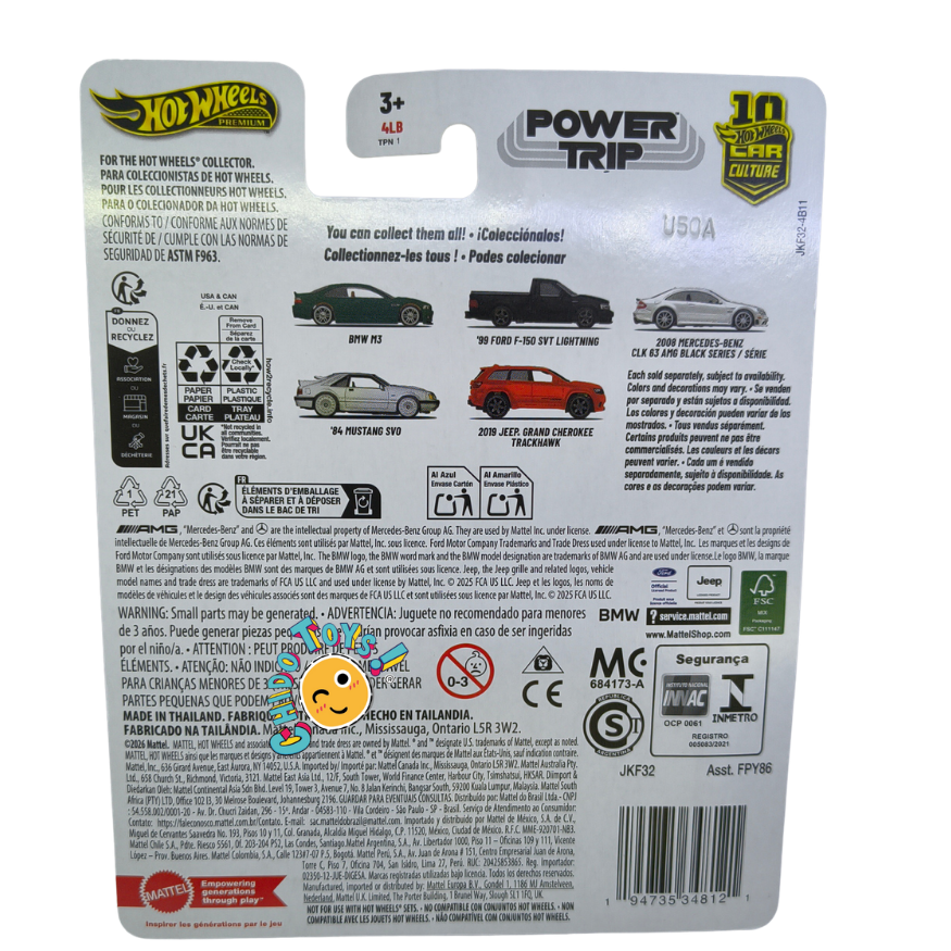 Hot Wheels Premium '92 BMW M3 CHASE Power Trip 1:64 Dorado