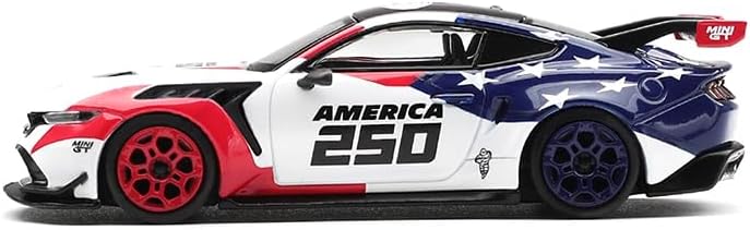MINI GT Ford Mustang GTD America 250 1:64 USA Exclusive rojo, blanco y azul
