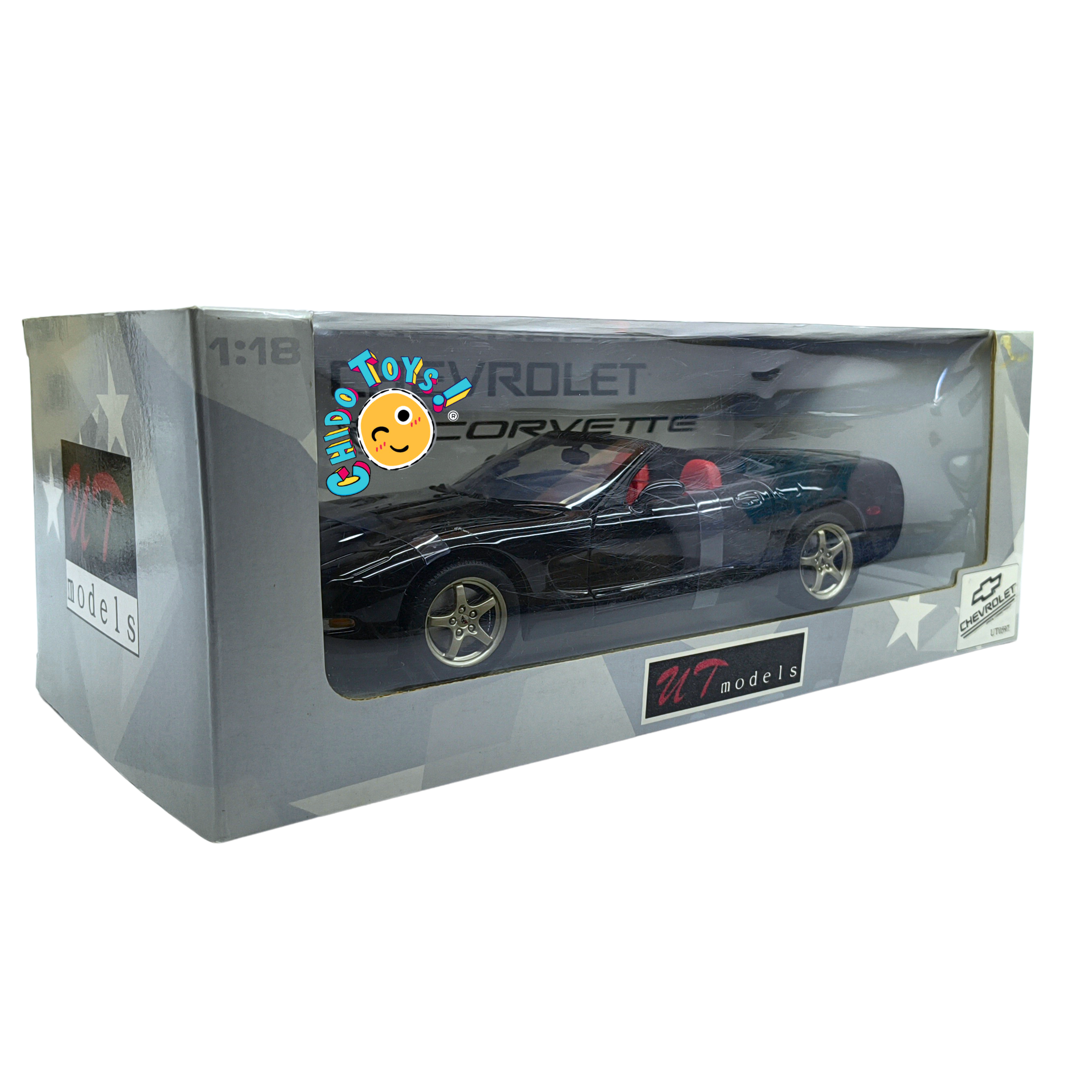 UT Models Chevrolet Corvette C5 1999 1:18 negro con interior rojo y caja original