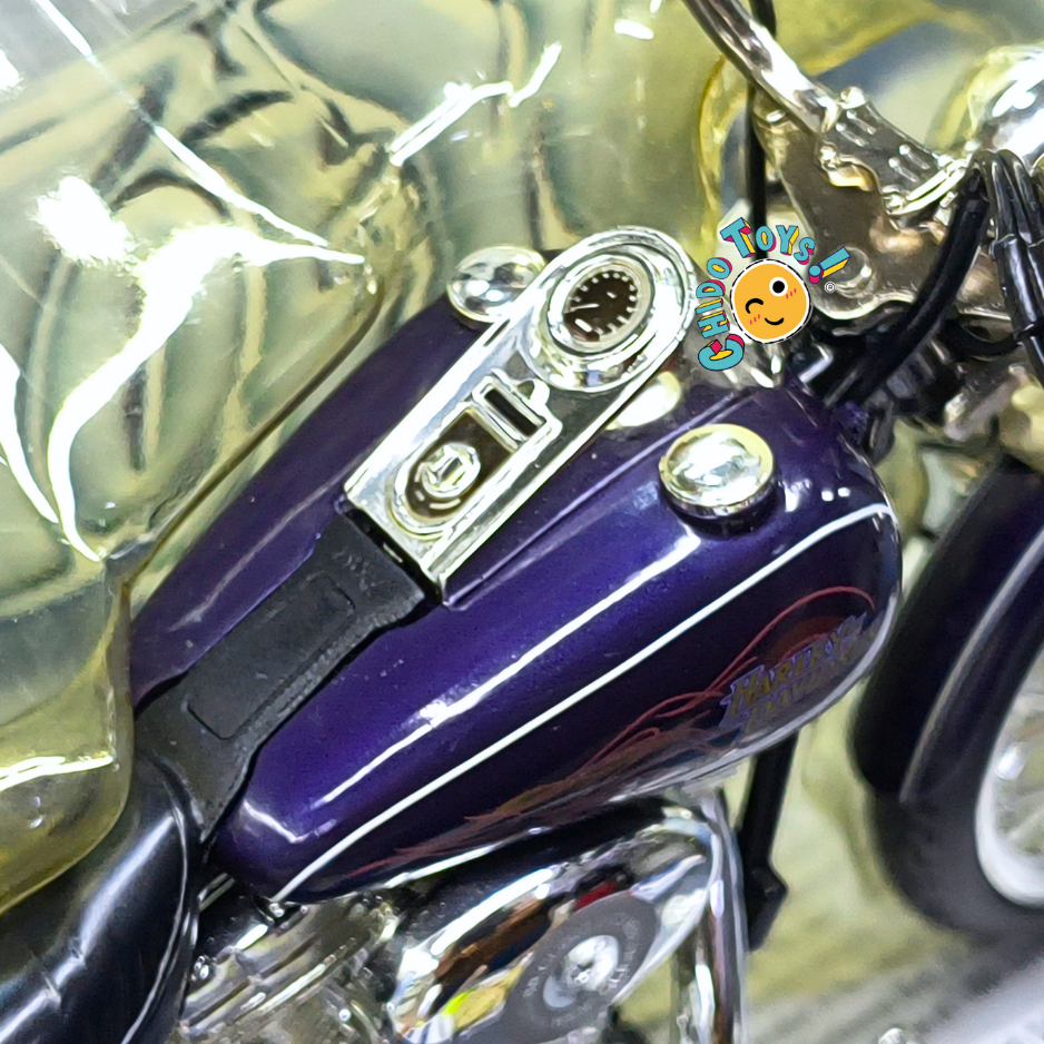 Hot Wheels Harley-Davidson Dyna Wide Glide 100th Anniversary Motocicleta 1:10 Morada