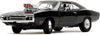 Jada Dodge Charger R/T 1970 TrueSpec 1:24 negro, con supercargador, apertura total y faros delanteros abatibles.