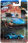 Hot Wheels Porsche 911 1971 Vintage Club 68 escala 1:64 color azul turquesa con efecto patina vintage y cuerpo de metal.