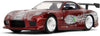 Mazda RX-7 Dom Jada 1:32 rojo vino con alerón grande, puertas abatibles y llantas de goma con rines cromados