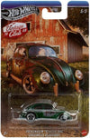 Hot Wheels Volkswagen Classic Bug Vintage Club 68 escala 1:64 color verde con efecto patina envejecida y cuerpo de metal.