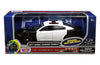 Motor Max Dodge Charger Pursuit 2011 escala 1:24 blanco y negro con luces, sonido, carrocería de metal y caja de exhibición.