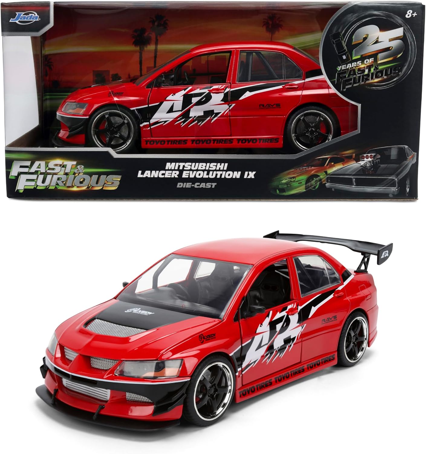 Jada Mitsubishi Lancer Evolution IX Fast & Furious 1:24 Rojo