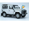 Kyosho Land Rover Defender 90 1:18 Indus Silver, diecast con apertura de cofre y puertas, suspensión y dirección funcionales.