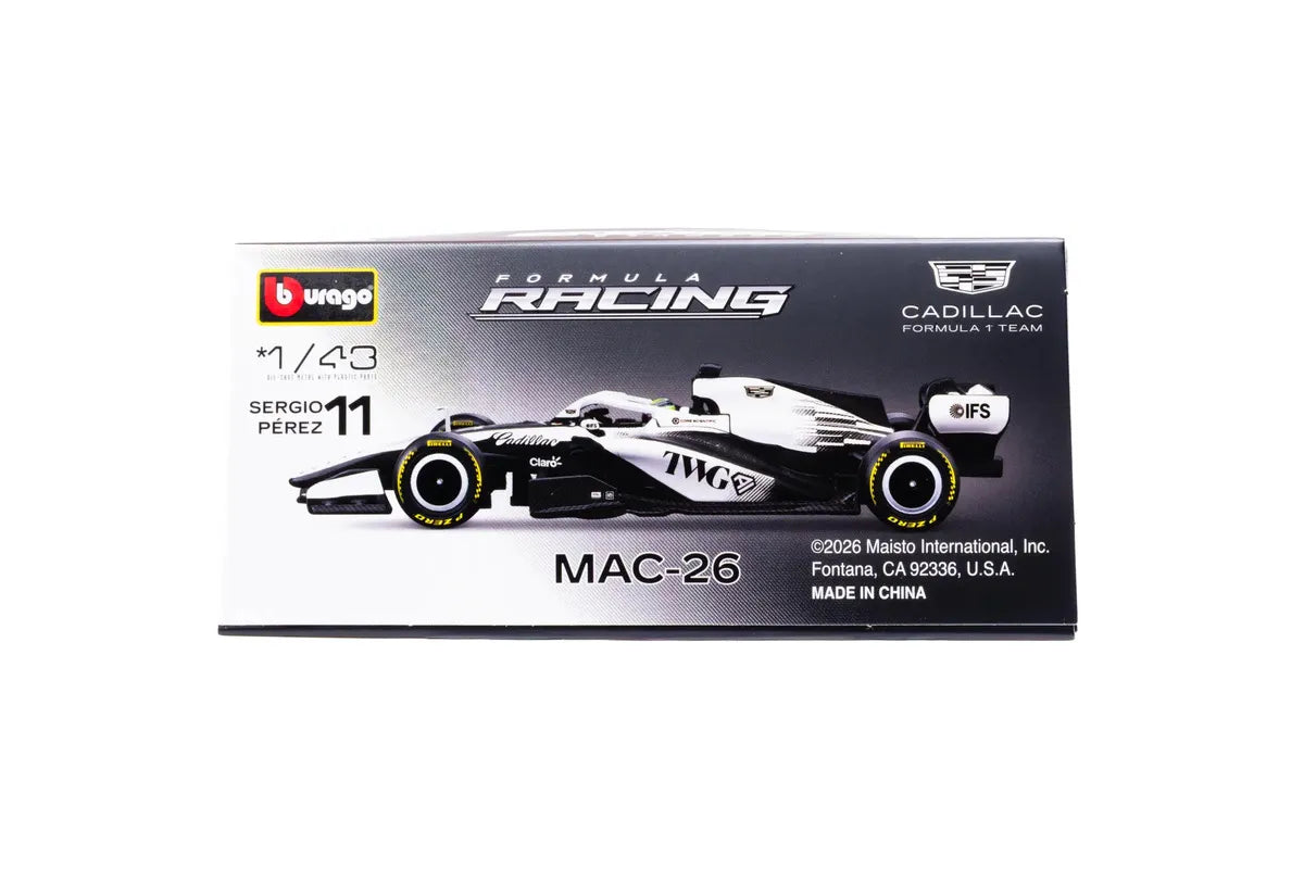 Bburago Cadillac F1 MAC-26 Sergio Pérez #11 1:43 con capelo y casco