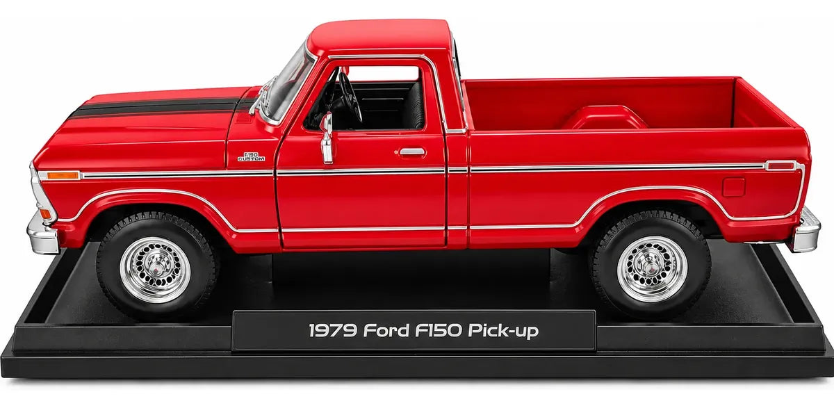 Maisto 1979 Ford F-150 Custom Special Edition 1:20 roja con apertura de cofre y puerta