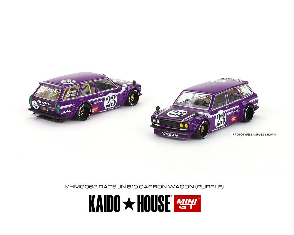 PREVENTA Auto a escala Marca KAIDO House Modelo Datsun 510 Wagon FIBRA DE CARBONO V1 – Púrpura – Edición limitada