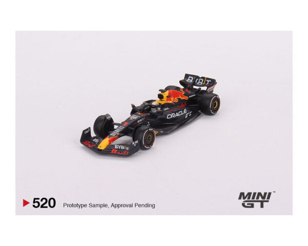 Auto a escala marca Mini GT modelo RB18  F1 Red Bull Racing #1 Max Verstappen 2022 Abu Dhabi