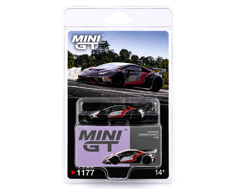 MINI GT LB★WORKS Lamborghini Huracán GT RONIN 1:64 gris y rojo