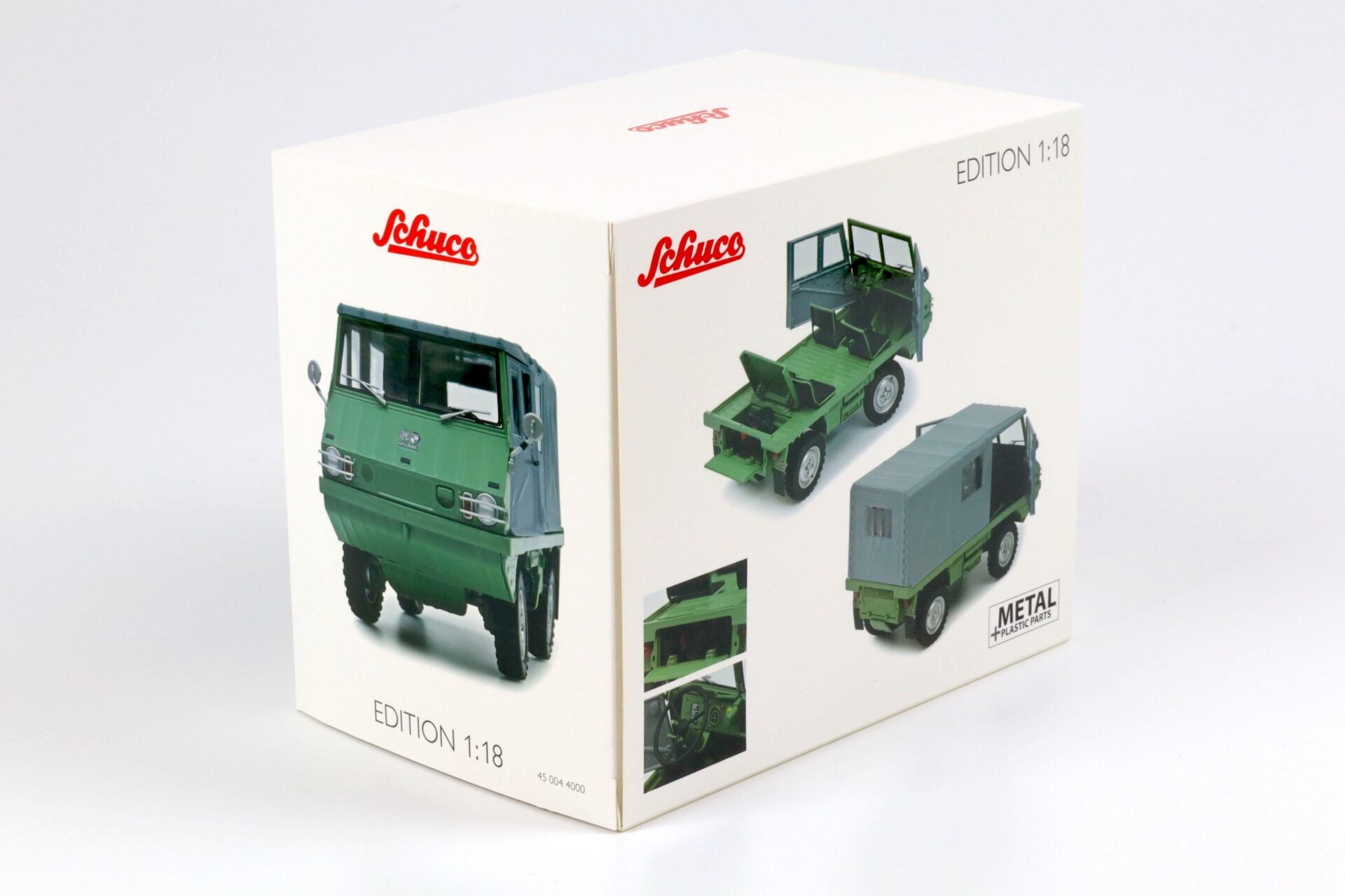 Schuco Steyr-Puch Haflinger 1:18 verde y gris edición limitada