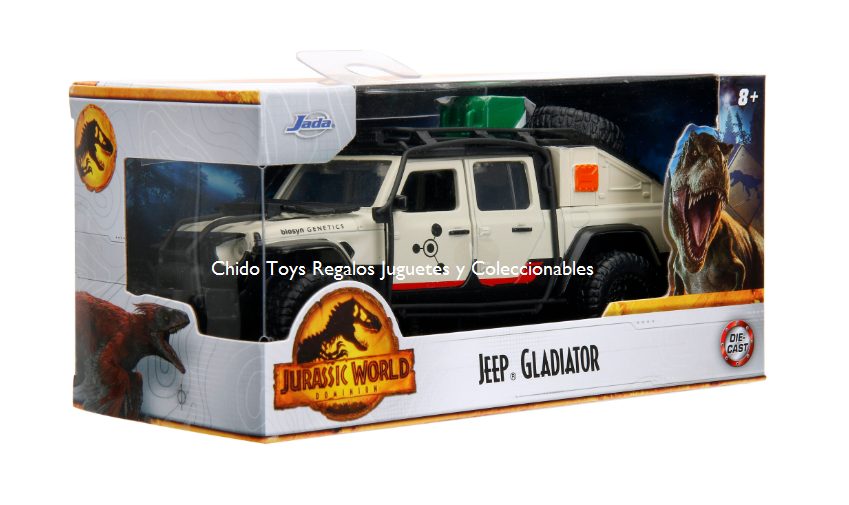 Auto a escala marca Jada, Modelo Jeep Gladiator Jurassic Park