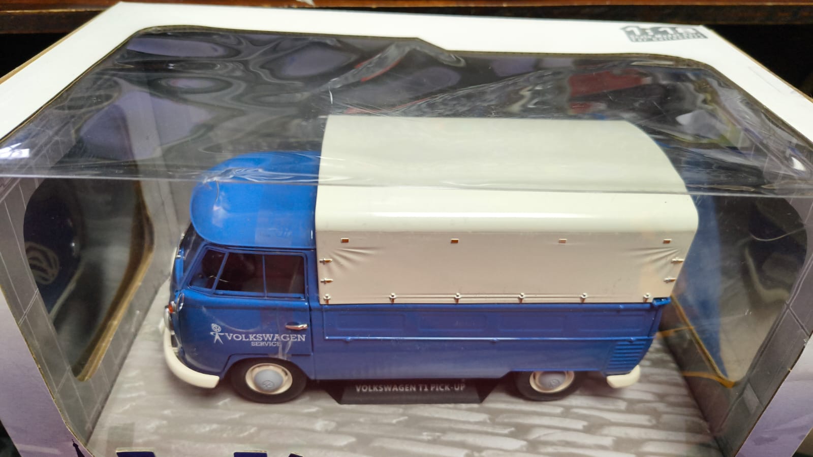 Solido Volkswagen T1 Service 1950 1:18 azul con lona blanca