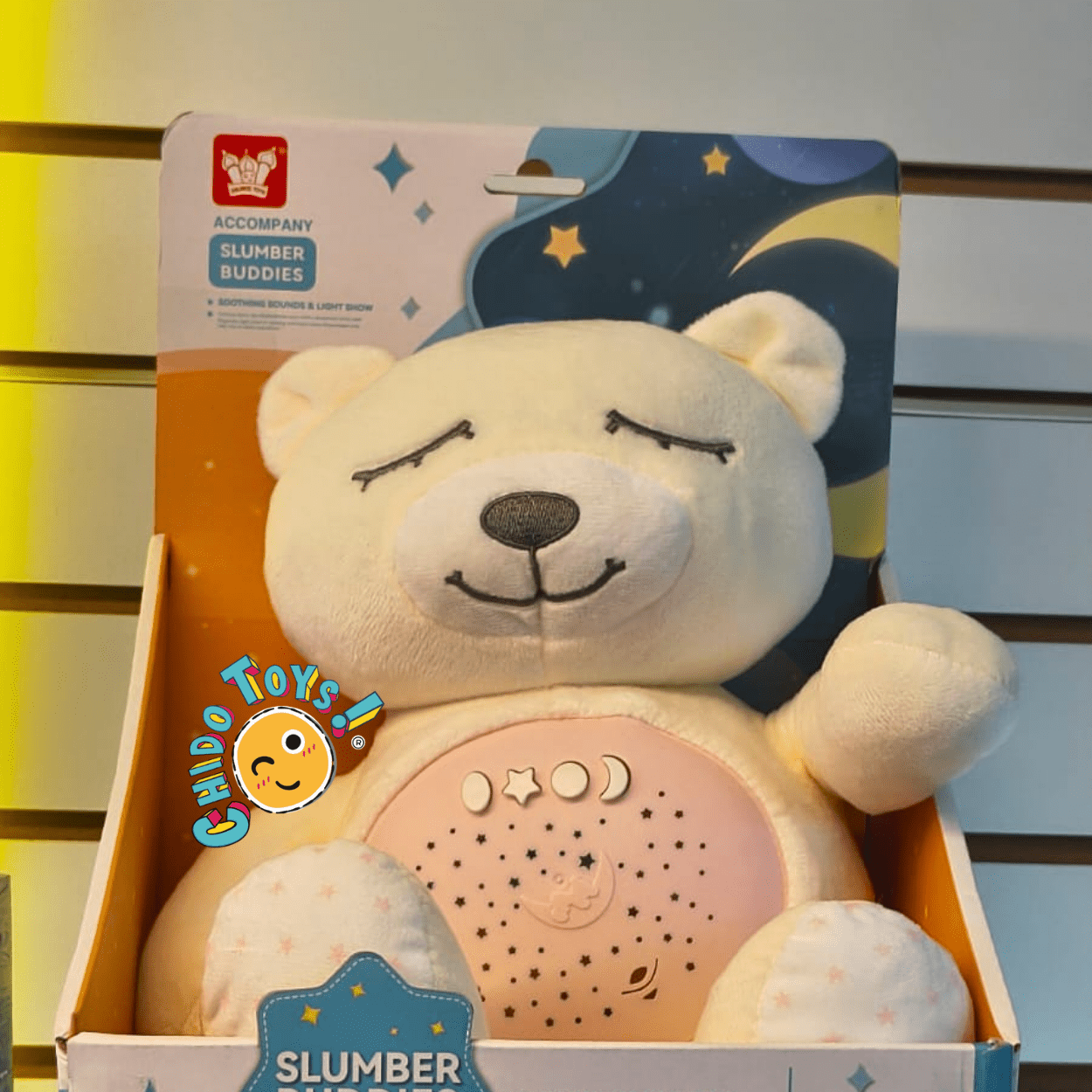 Accompany Slumber Buddies oso con proyector 25 cm gris/beige - Chido Toys