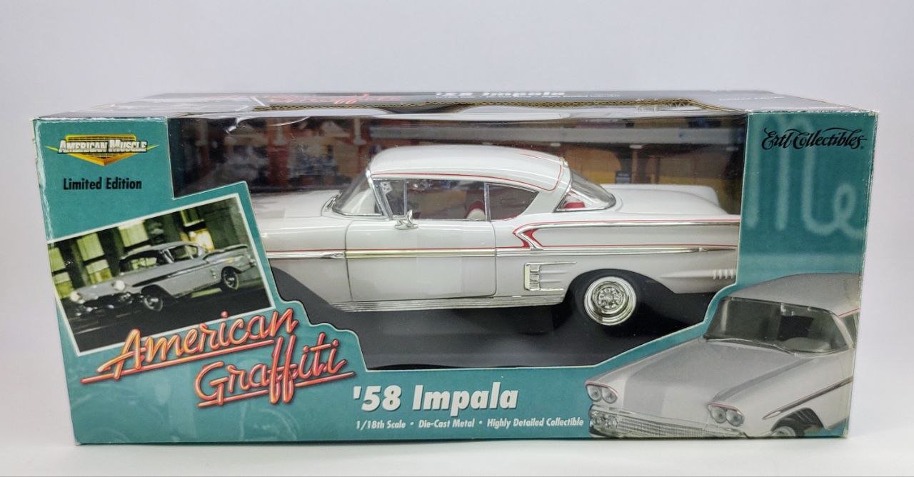 Auto a escala 1:18 marca ERTL , Modelo Impala 58´ de la Película American Graffiti - Chido Toys