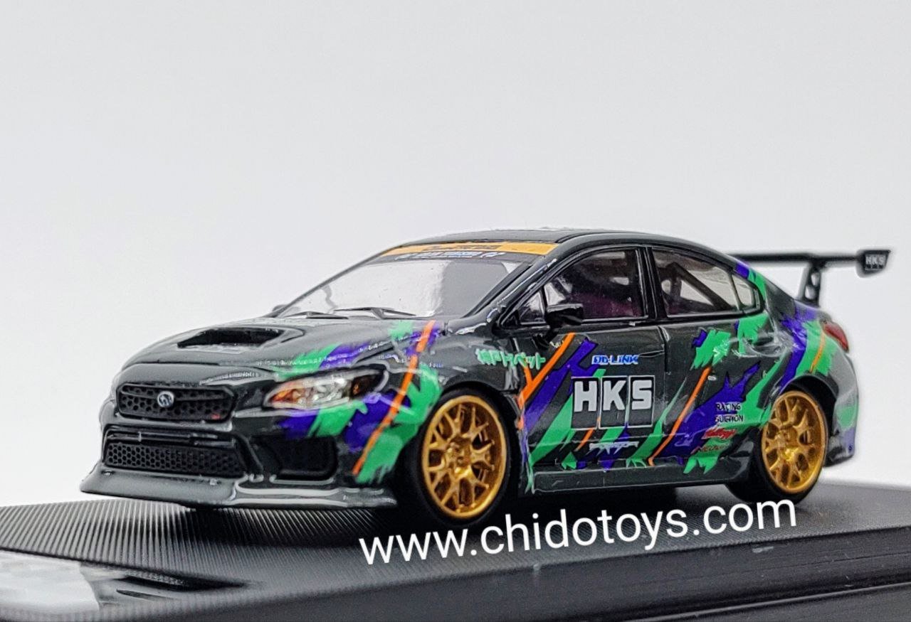 Auto a escala marca Aurora Model, Modelo Subaru WRX STI HKS - Chido Toys