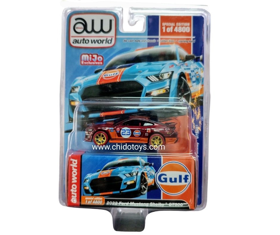 Auto a escala marca AutoWorld, Chase Mustang Shleby GT 500 2020 - Chido Toys