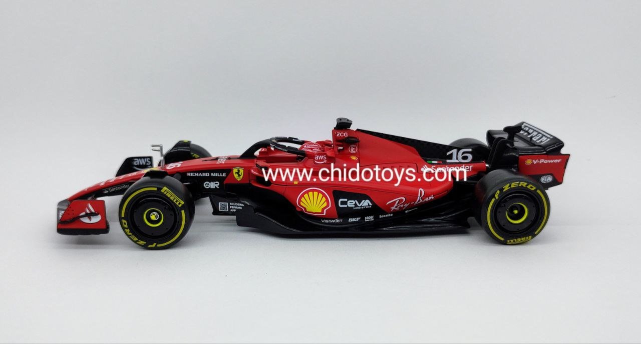 Auto a escala marca Bburago, Modelo F1 #16, SF23 Charles Leclerc - Chido Toys