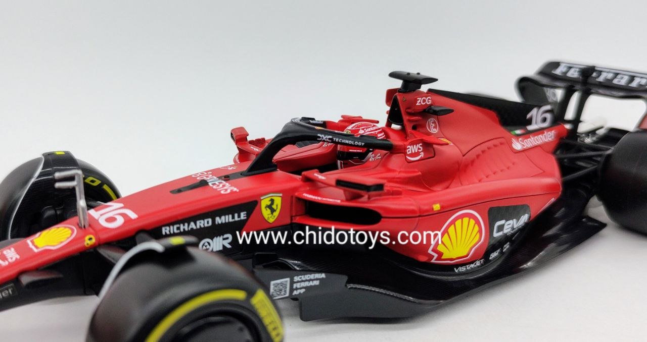 Auto a escala marca Bburago, Modelo F1 #16, SF23 Charles Leclerc - Chido Toys