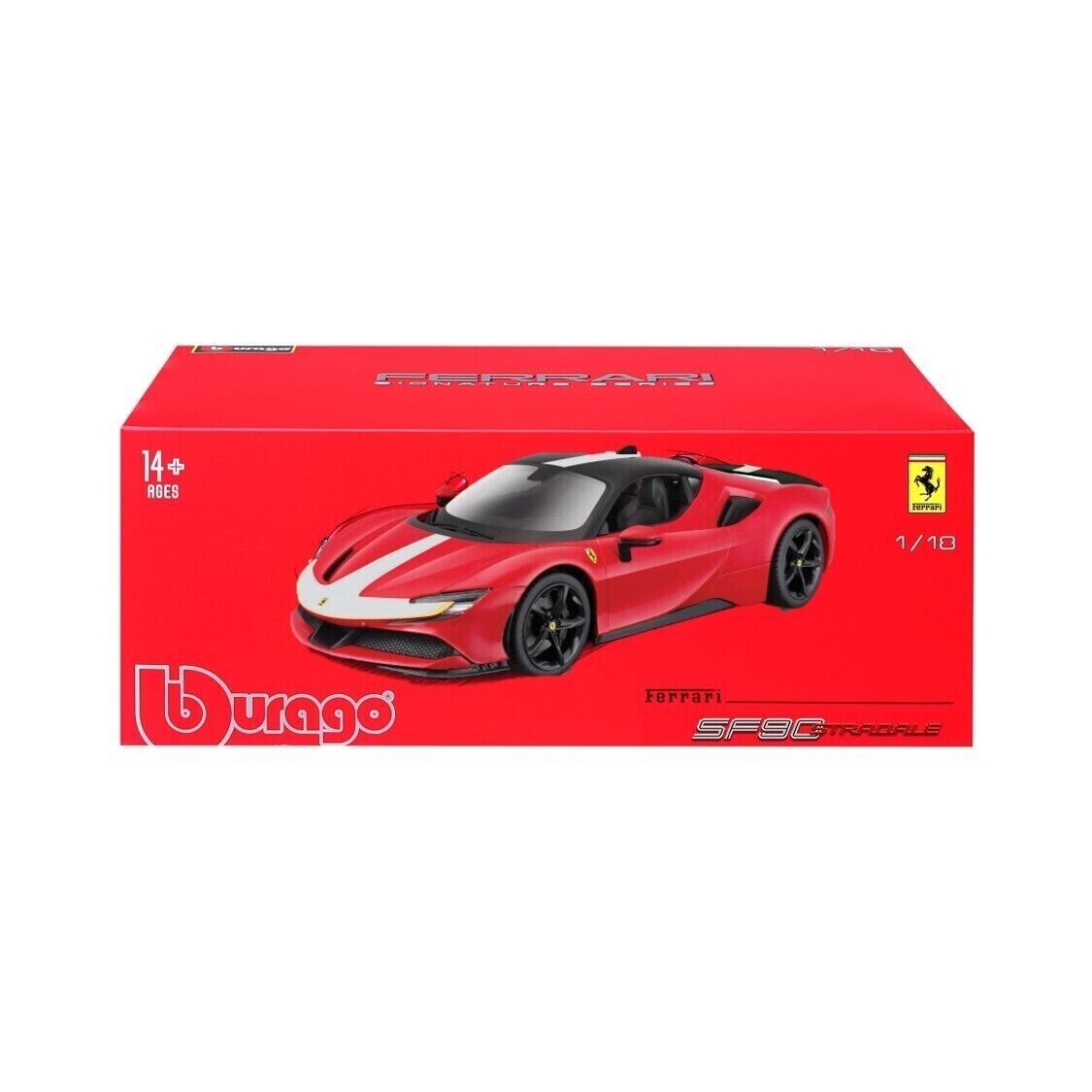 Auto a escala marca Burago, Ferrari SF90 STRADALE HYBRID 1000hp ASSETTO FIORANO 2019 - Chido Toys