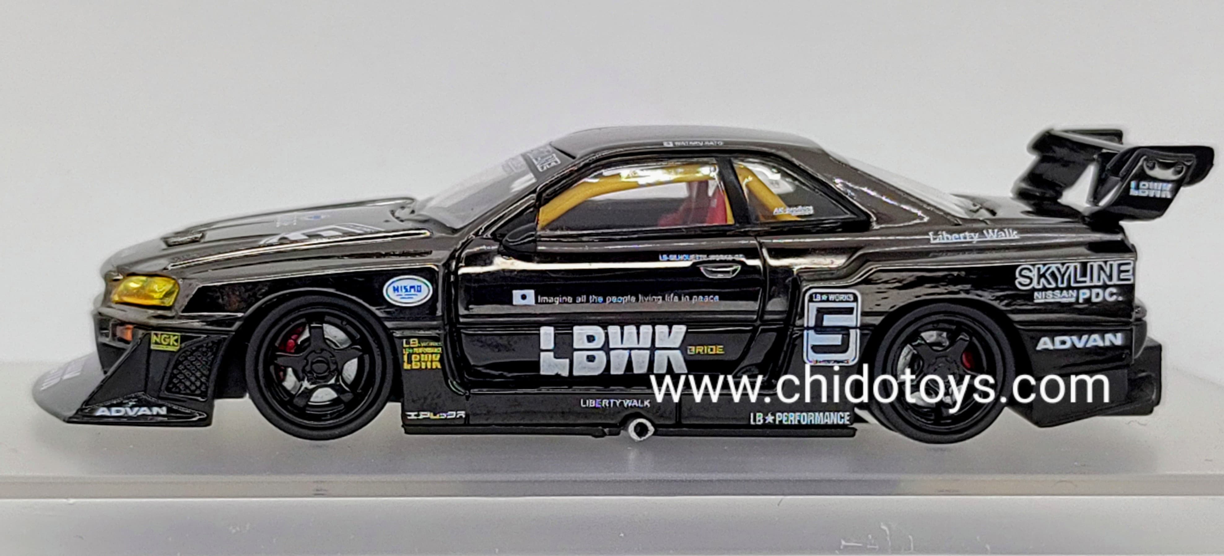 Auto a escala marca CM Model, Modelo LB - ER34 Super Silhouette Nissan Skyline - Chido Toys