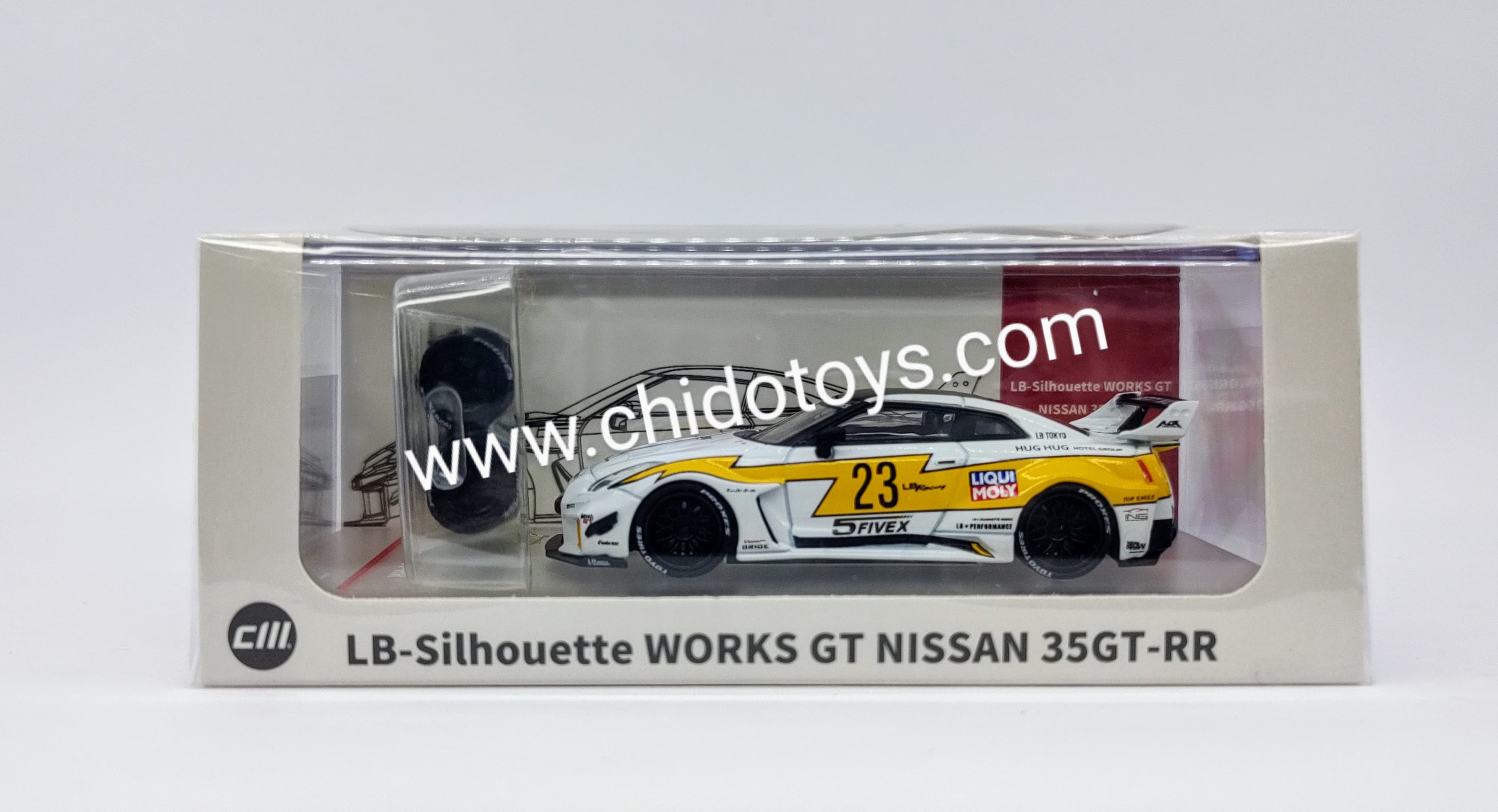 Auto a escala marca CM Models, Modelo Nissan 35 GT - RR LB Silhouette Works - Chido Toys