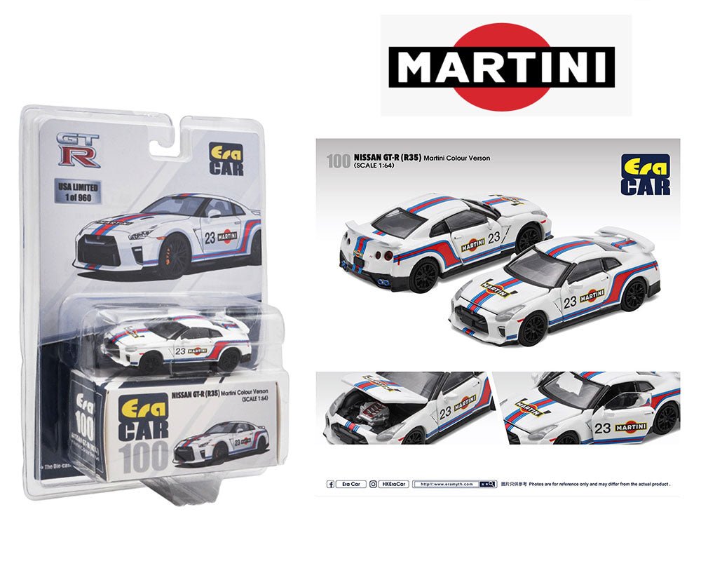 Auto a escala marca Era Car, Modelo Nissan GT - R R35 Martini 23 - Chido Toys