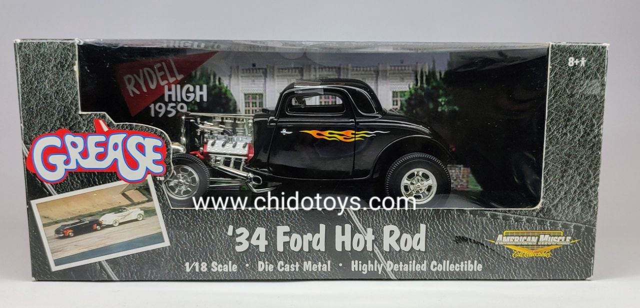 Auto a escala marca ERTL "American Muscle", Modelo Ford 34´ Hot Rod, Película Grease - Chido Toys