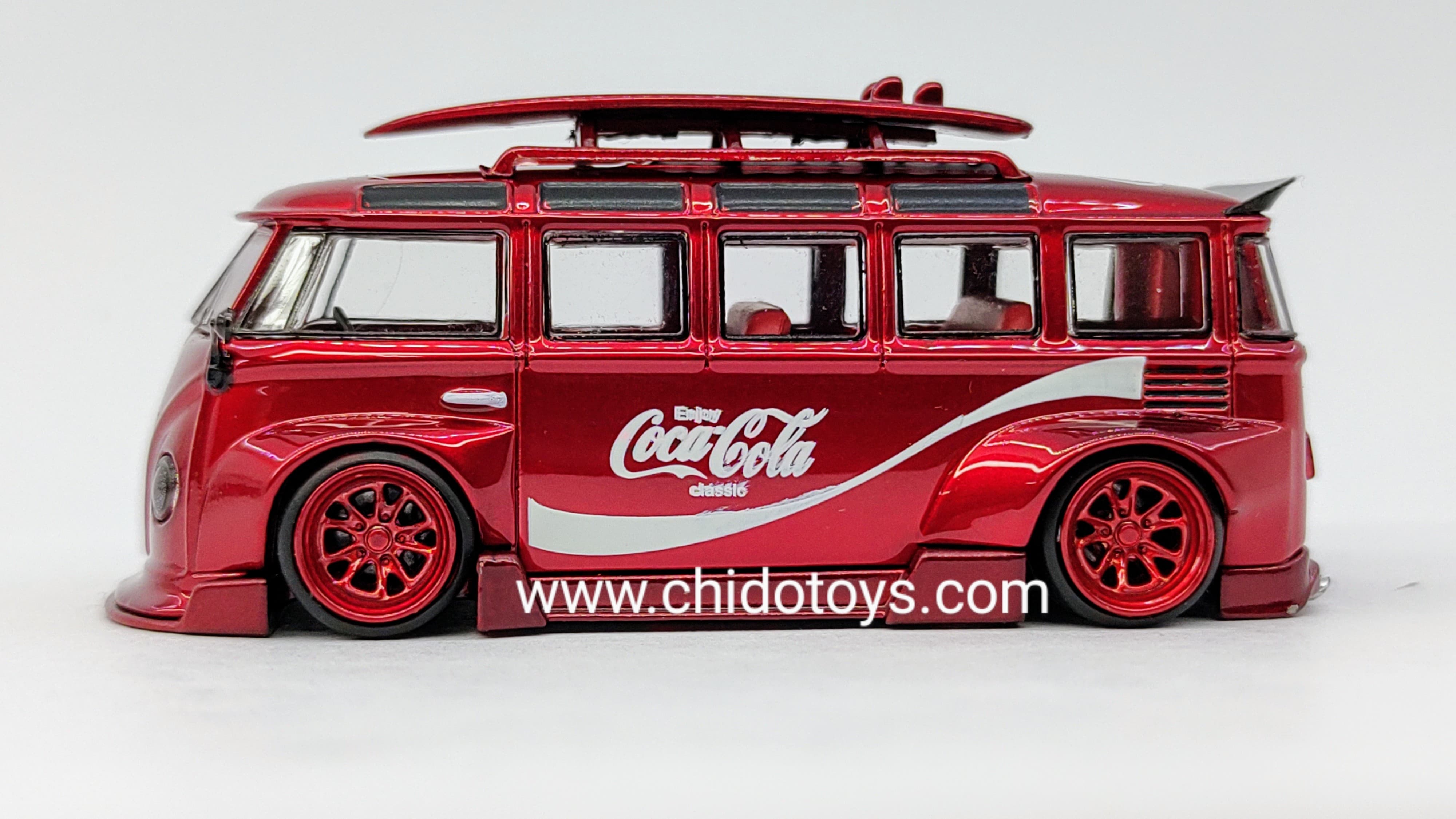 Auto a escala marca Flame Model, Modelo T1 Wide Body Modified Red - Chido Toys