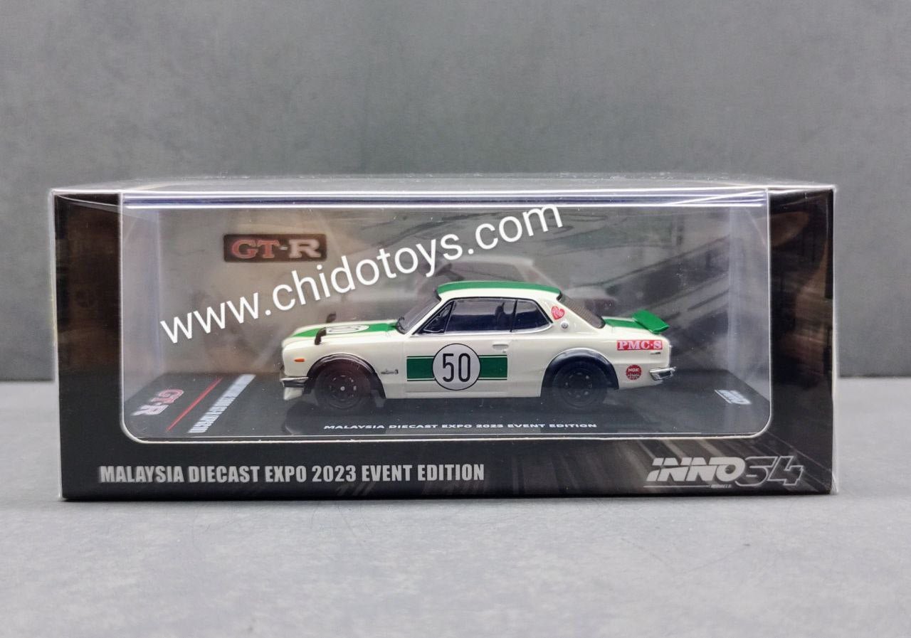 Auto a escala marca Inno64, Modelo Auto a escala marca Inno64, Modelo Skyline 2000 GTR (KPGC10) Exclusivo del Malasia Diecast Expo 2023 - Chido Toys