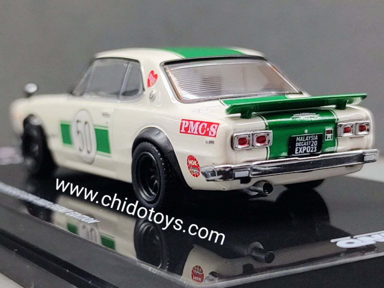 Auto a escala marca Inno64, Modelo Auto a escala marca Inno64, Modelo Skyline 2000 GTR (KPGC10) Exclusivo del Malasia Diecast Expo 2023 - Chido Toys