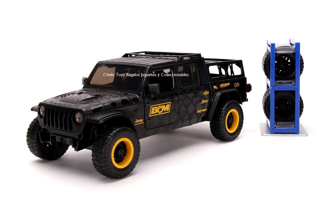 Auto a escala marca Jada, Modelo Jeep Gladiator 2020 - Black - B&M - Chido Toys