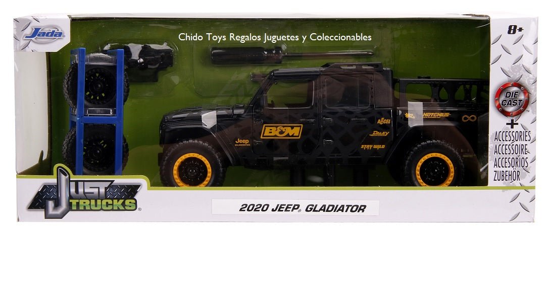 Auto a escala marca Jada, Modelo Jeep Gladiator 2020 - Black - B&M - Chido Toys