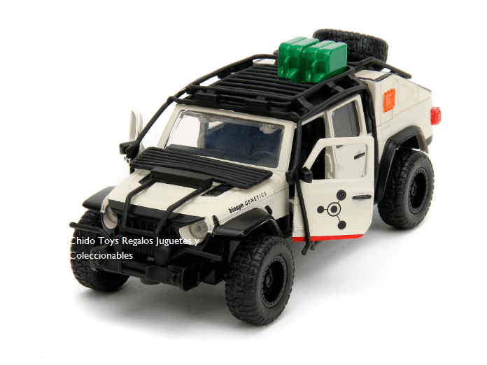 Auto a escala marca Jada, Modelo Jeep Gladiator Jurassic Park - Chido Toys