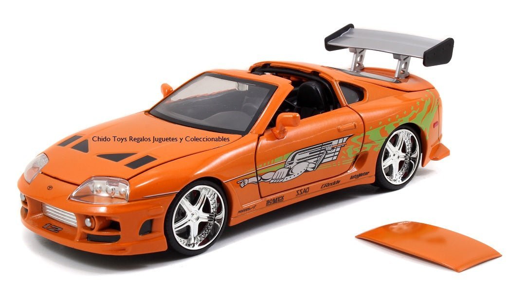 Auto a escala marca Jada, Modelo Toyota Supra con Figura - Chido Toys