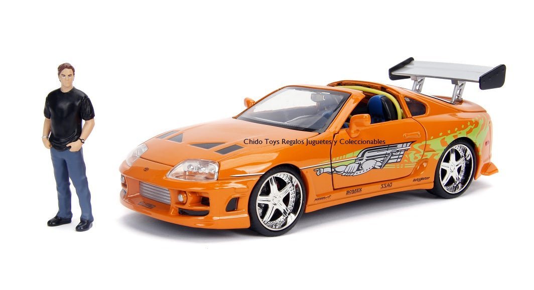 Auto a escala marca Jada, Modelo Toyota Supra con Figura - Chido Toys