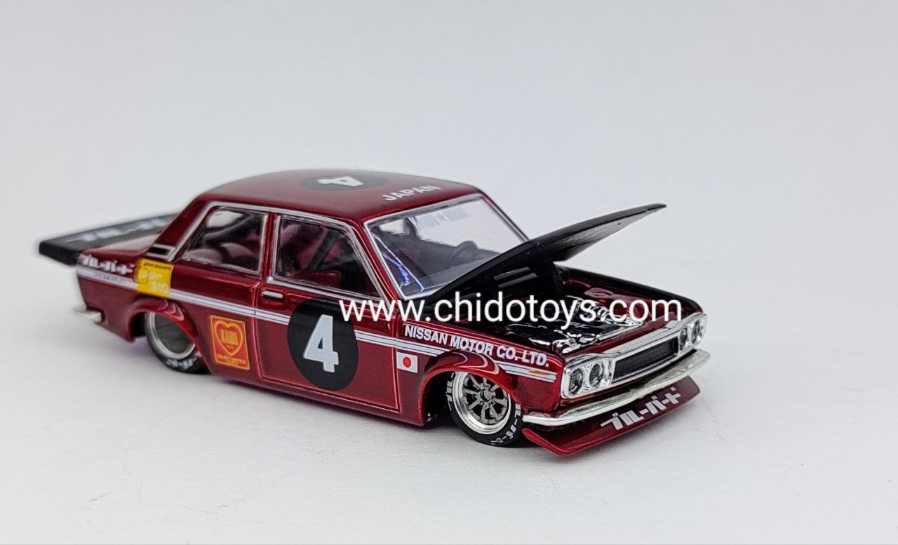 Auto a escala marca Kaido House & Mini GT, Modelo Datsun 510 Pro Street JPN V1 - Chido Toys