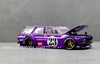 Kaido House Mini GT Datsun 510 Wagon Carbon Fiber V1 morado #23 1:64 con cofre abierto y motor NISSAN detallado