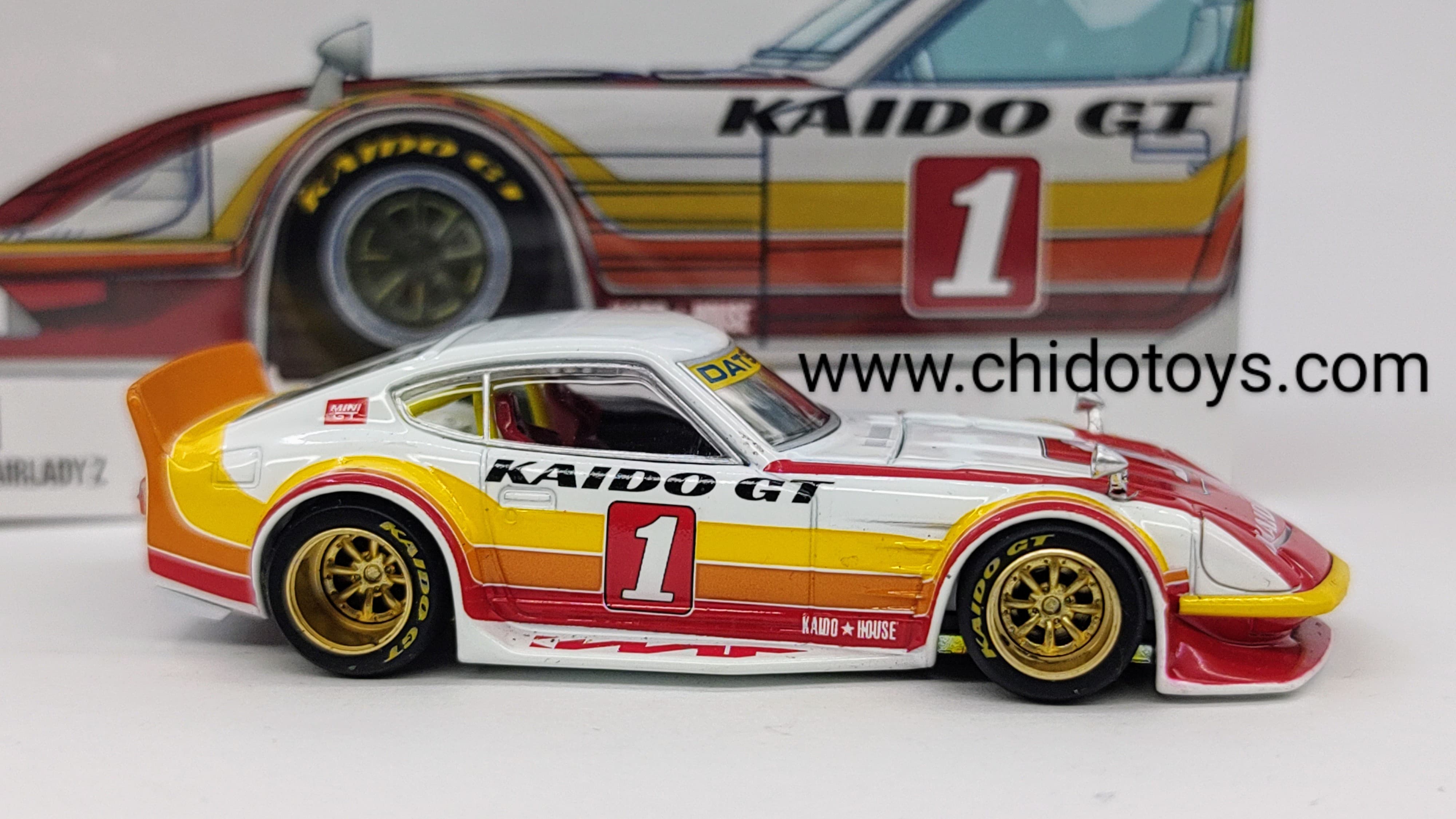 Auto a escala marca Kaido House, Modelo Chase Nissan Fairlady Z GT V1 - Chido Toys